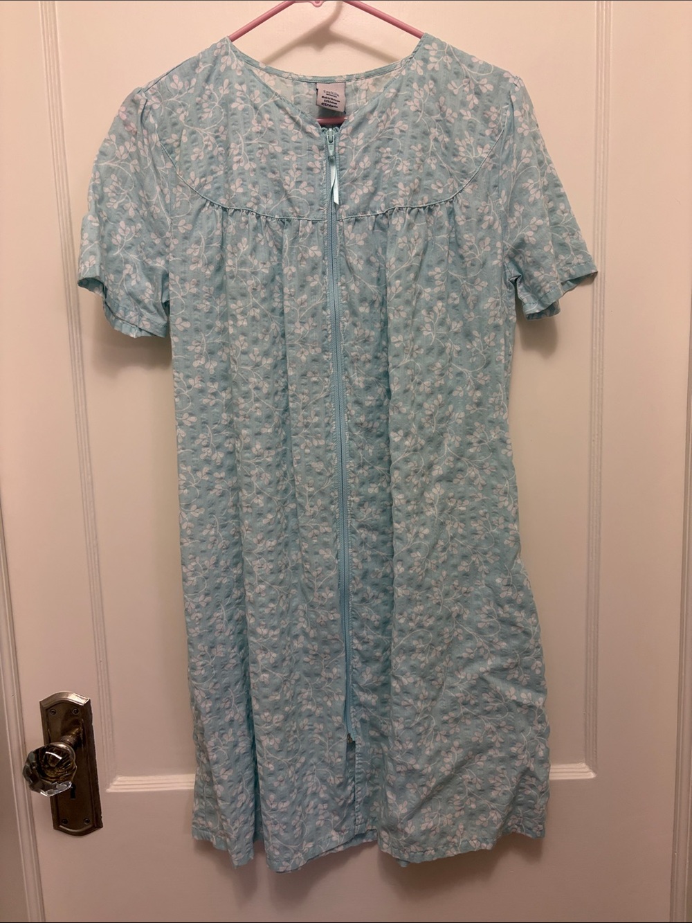 croft & barrow Light Blue Floral Zip-Front Sleep Dress
